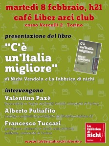 La locandina della presentazione del libro "C'è un'Italia migliore" di Nichi Vendola e La fabbrica di Nichi