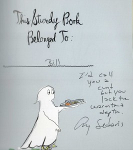 La dedica della scrittrice Amy Sedaris al blogger Bill Ryan