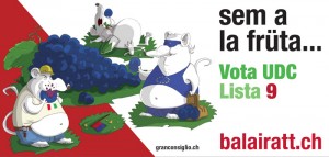 Le immagini promozionali della campagna "Bala i ratt" dell'Udc Ticino