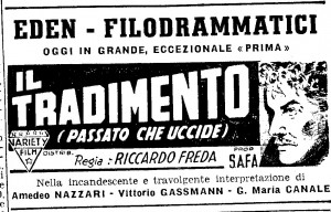 La locandina del film "Il tradimento" di Riccardo Freda