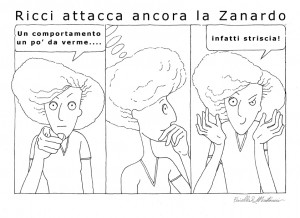 La vignetta sulla vicenda di Striscia la Notizia e Lorella Zanardo, firmata Faiella e Montecroci