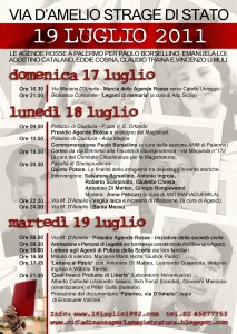 Il manifesto per il ricordo della strage di via d'Amelio del 19 luglio 2011