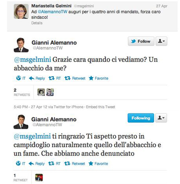  La Gelmini, Alemanno e la sua denuncia contro il troll 'fame'