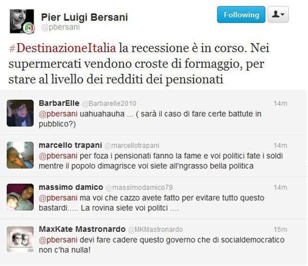 Il tweet di Bersani