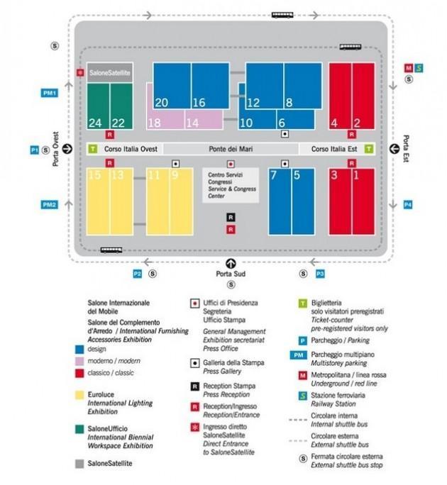 Mappa del Salone del mobile 2013