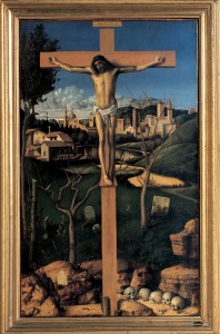 Giovanni Bellini, Cristo con cimitero ebraico,olio su tavola di pioppo, 1501-03 ca Prato, Collezione Banca Popolare di Vicenza - Galleria di Palazzo degli Alberti